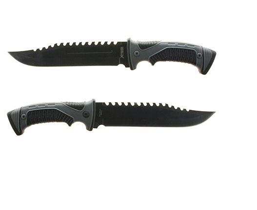 Zwart Vast Mes Met Kartels / Lengte ; 31,5cm /  ALLEEN TE KOOP VANAF 18 JAAR !! -3924-a